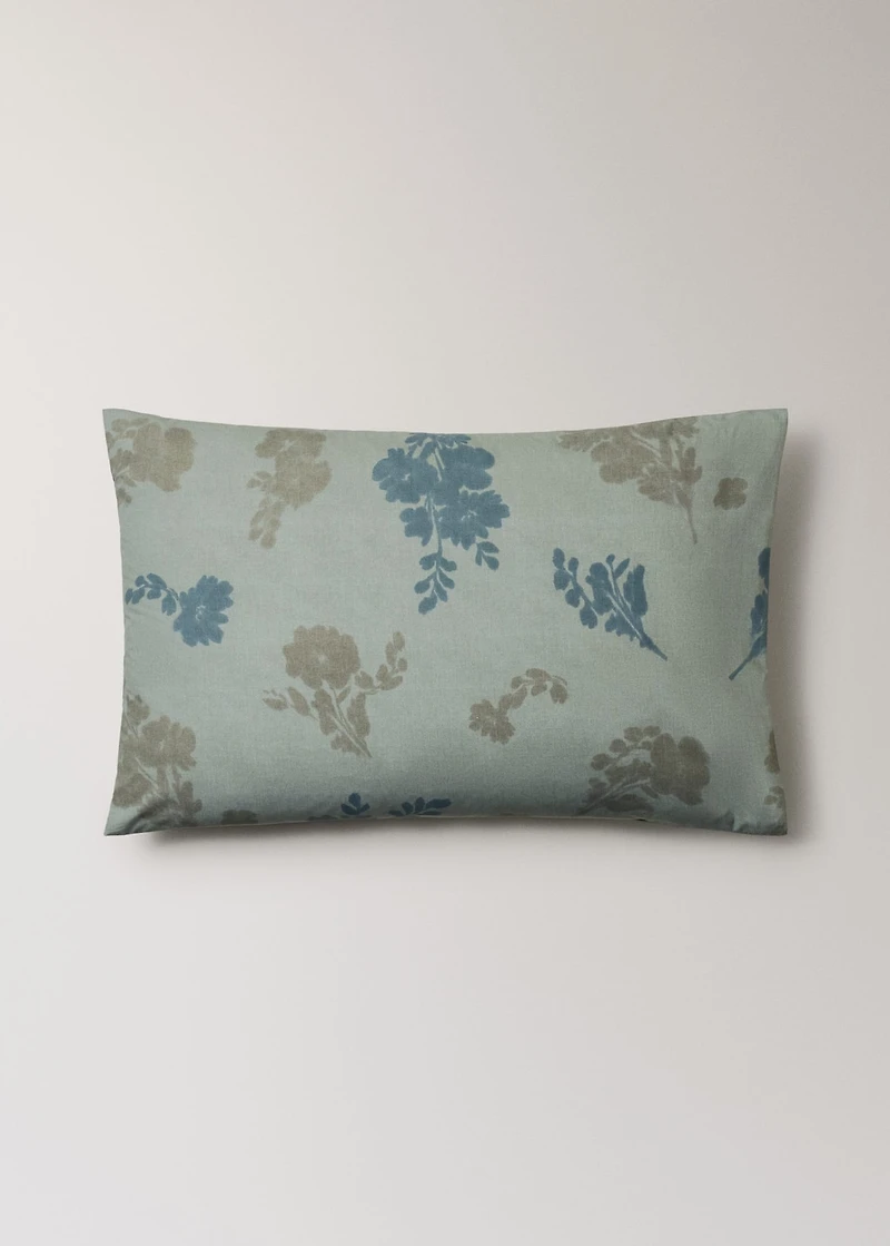 200-thread count percale cotton pillowcase with blurred floral print 50x75 cm