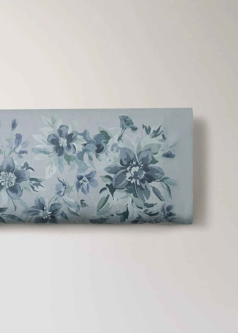 Percale cotton watercolour floral-print pillowcase 45x110 cm
