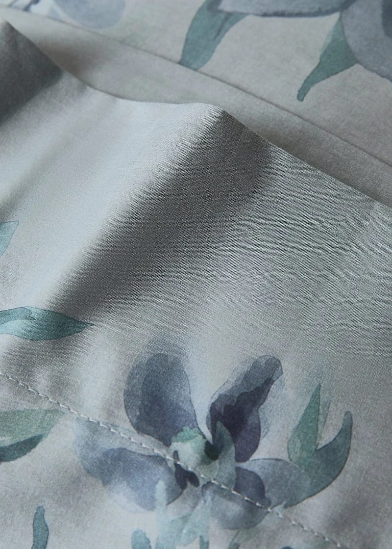 Percale cotton watercolour floral-print pillowcase 45x110 cm