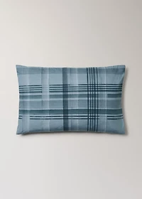 Percale cotton watercolor check-print pillowcase 50x75 cm