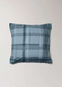 Percale cotton watercolor check-print pillowcase 60x60 cm