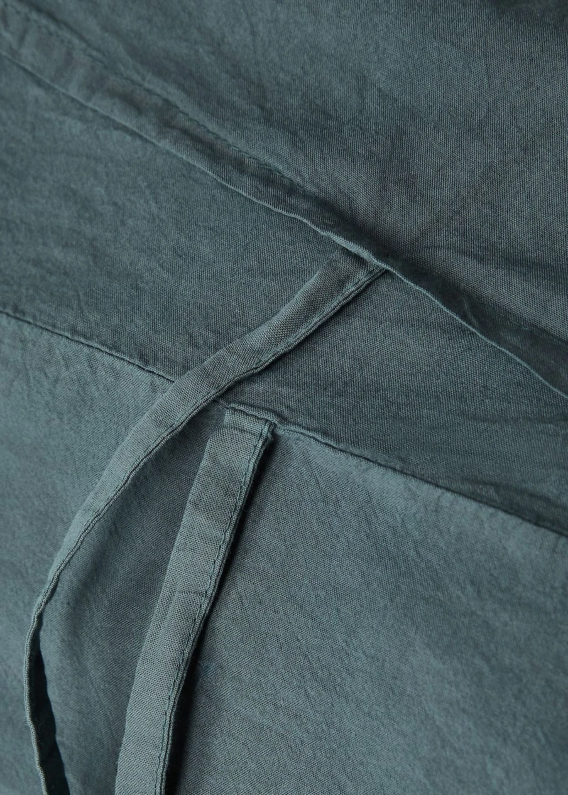 Washed cotton pillowcase with ties 45x110 cm