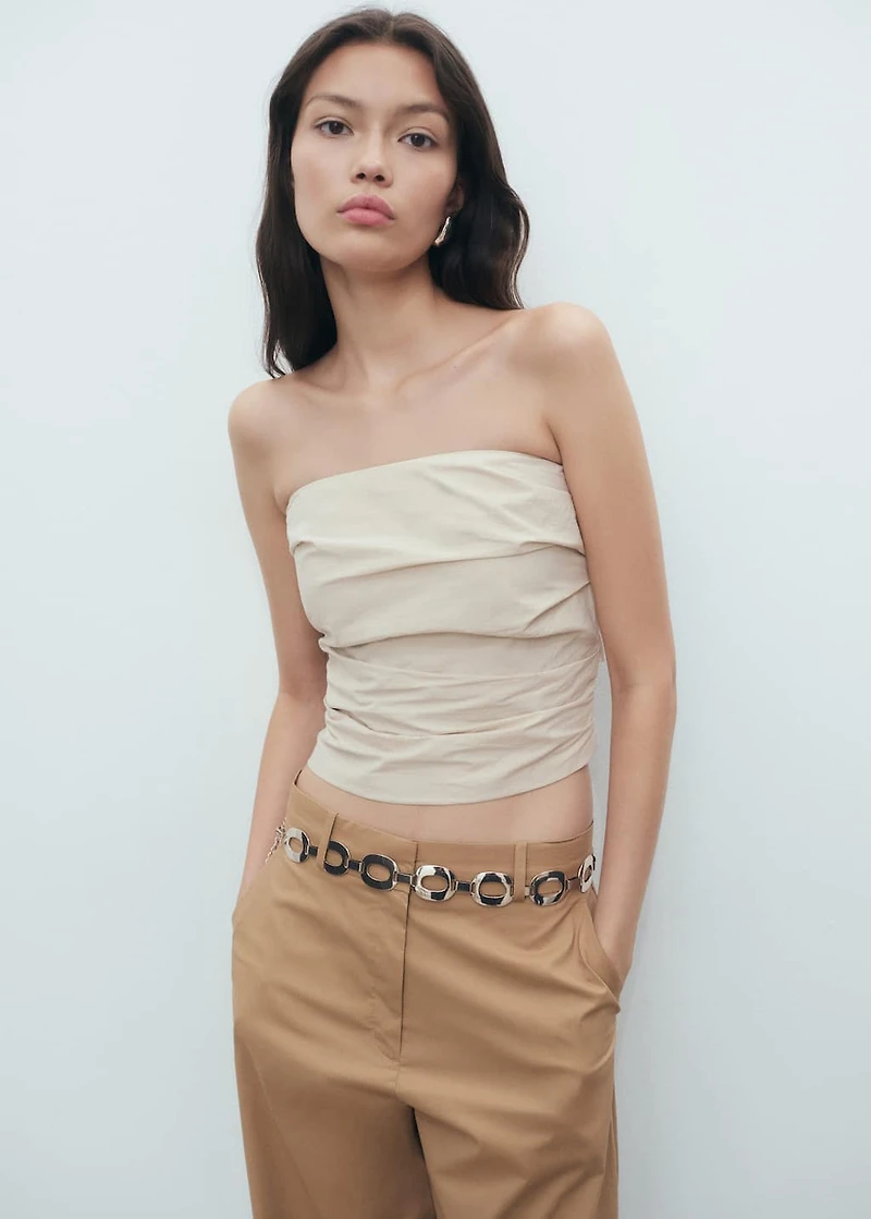 Mid-rise wide-leg pants