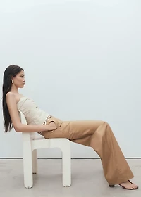 Mid-rise wide-leg pants