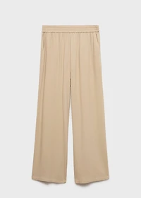 Straight-fit pants with elastic waist