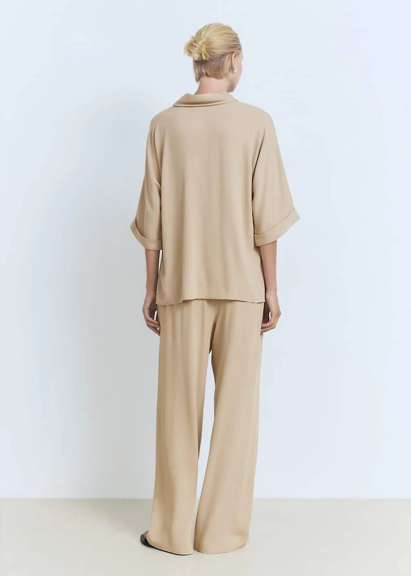 Straight-fit pants with elastic waist