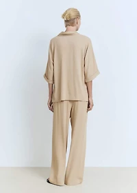 Straight-fit pants with elastic waist