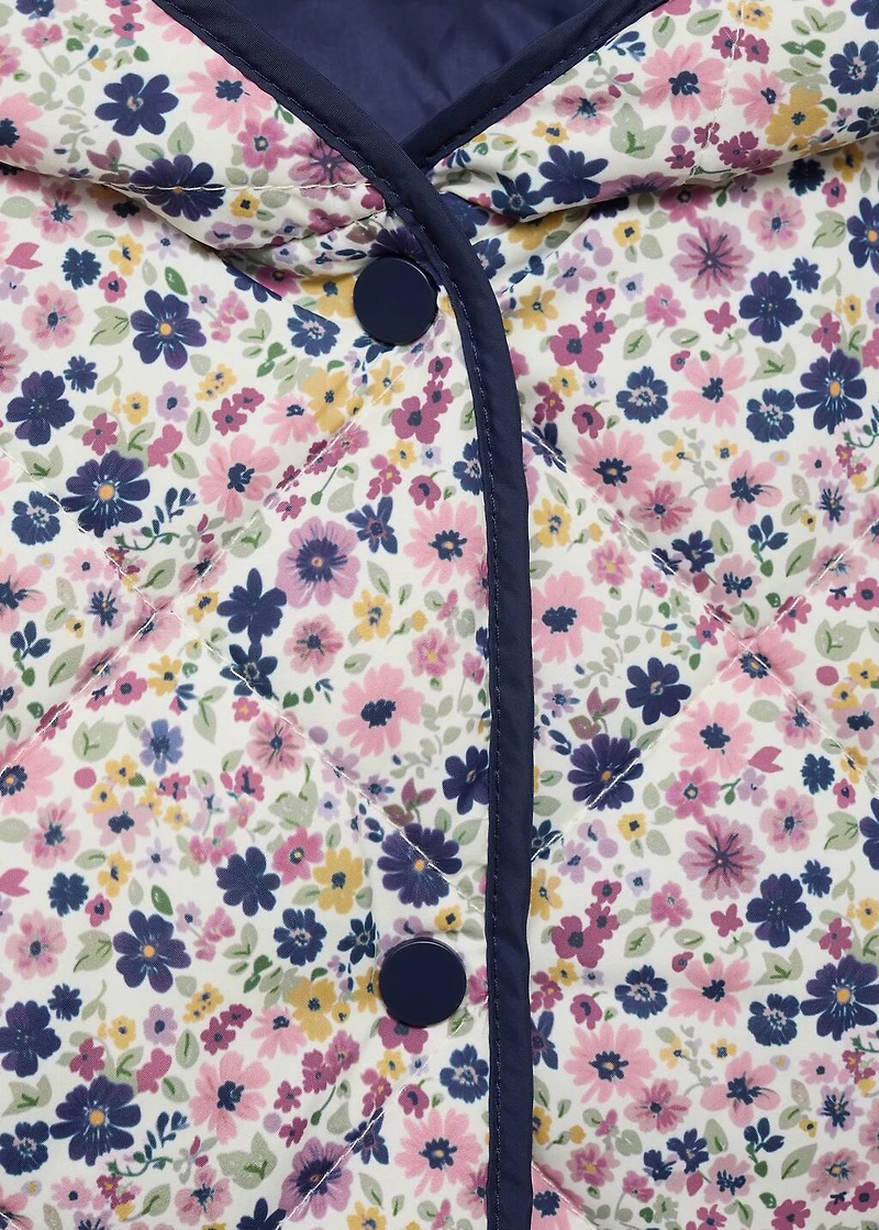 Flowers print quilted anorak