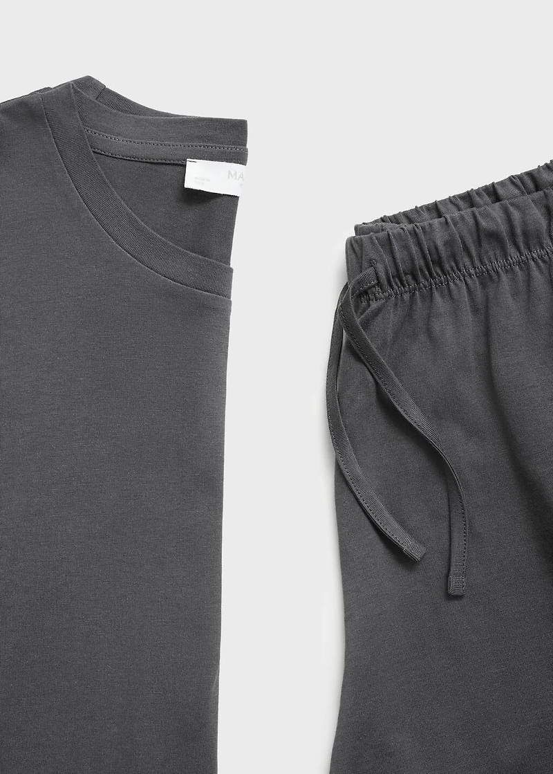 Cotton two-piece short-sleeved pajamas