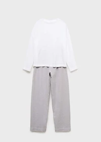 Seersucker striped two-piece pajamas