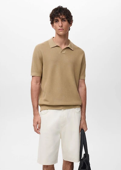 Structured cotton knitted polo shirt
