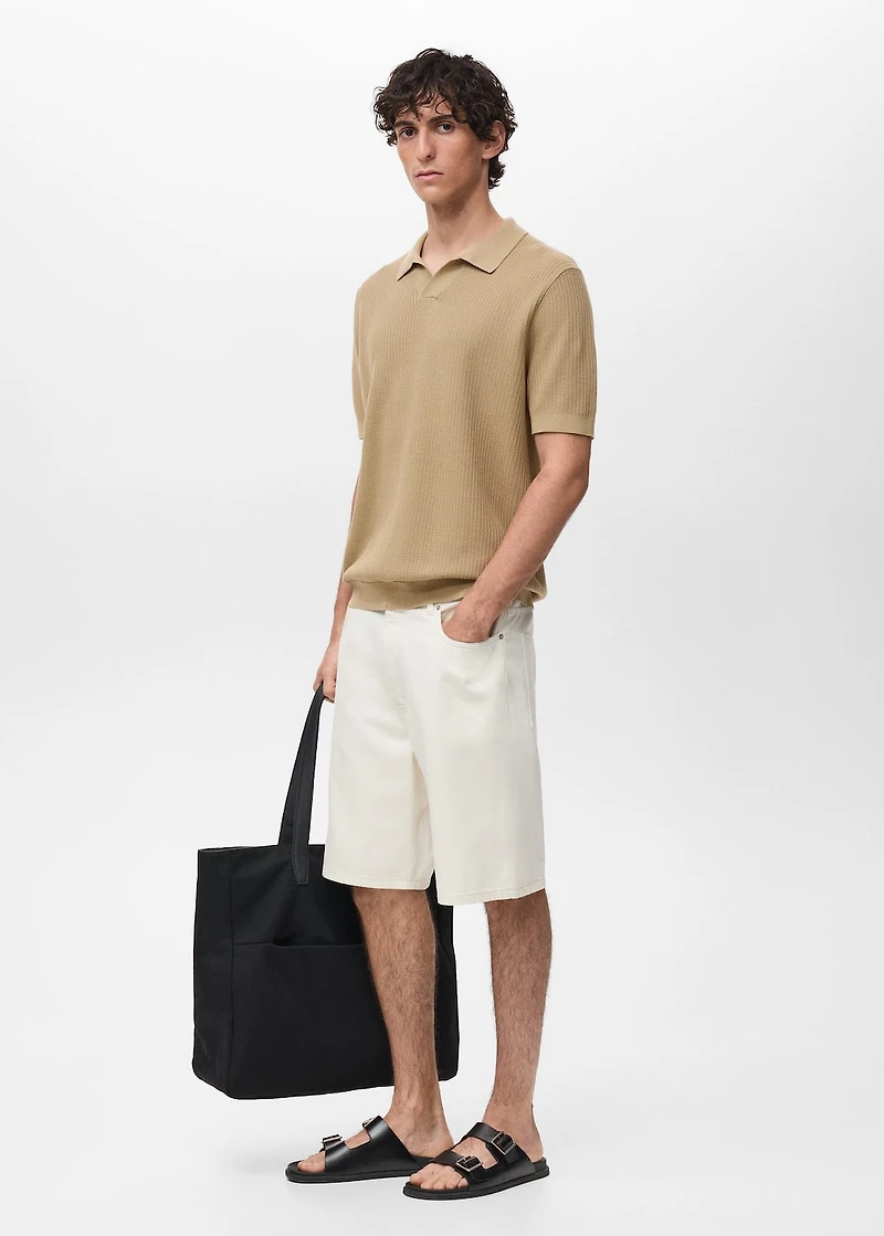 Structured cotton knitted polo shirt