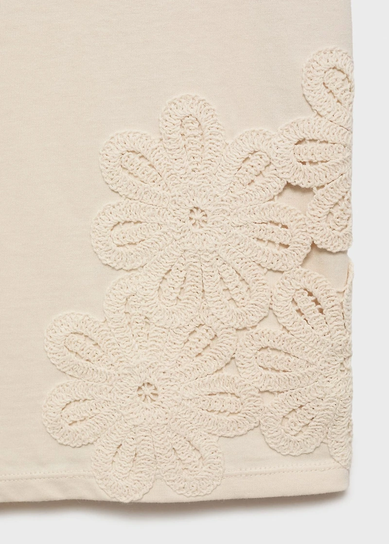 Floral-embroidered cotton t-shirt