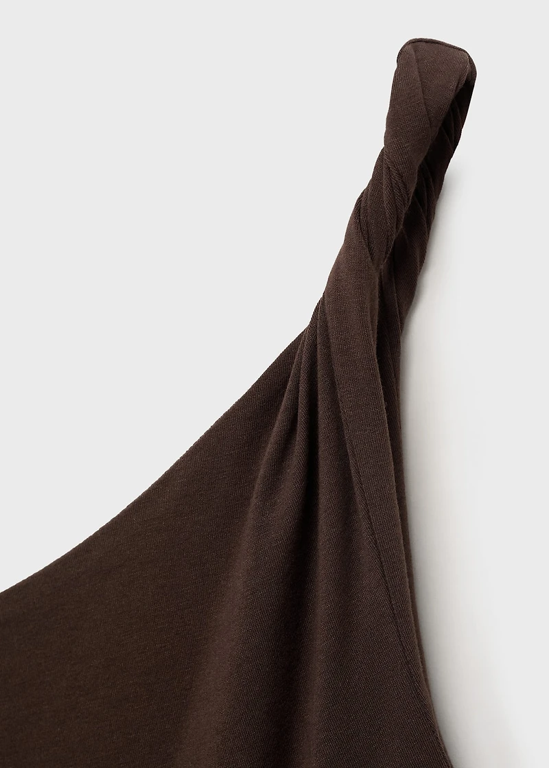 Asymmetrical dress with gathered strap