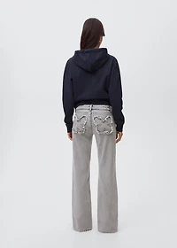 Straight jeans with embroidered butterflies
