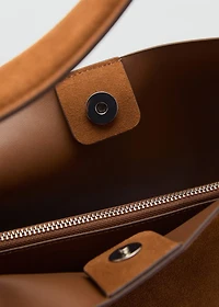 Large suede leather shopper bag