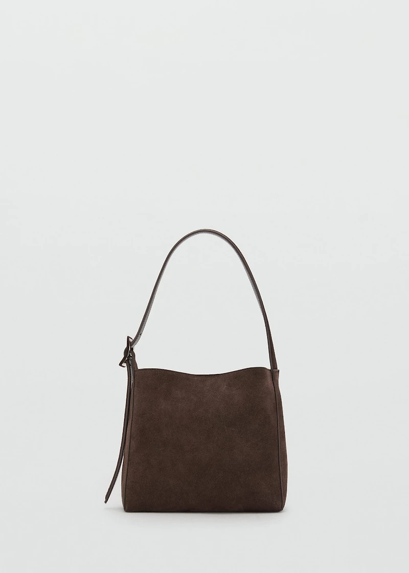Suede leather shopper bag