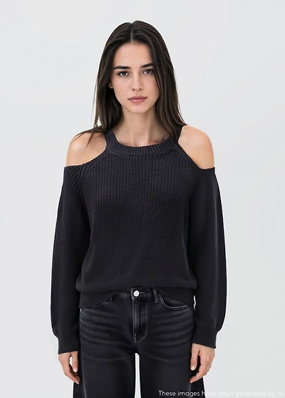 Sweater with cropped sleeves