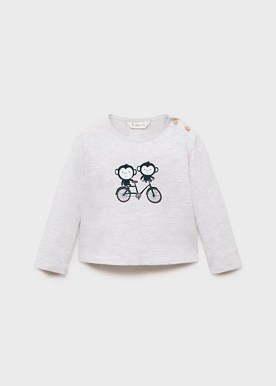 Printed cotton-blend t-shirt