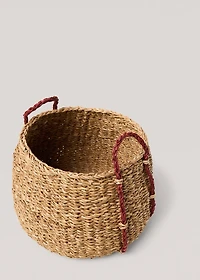Natural fibre coloured hand basket