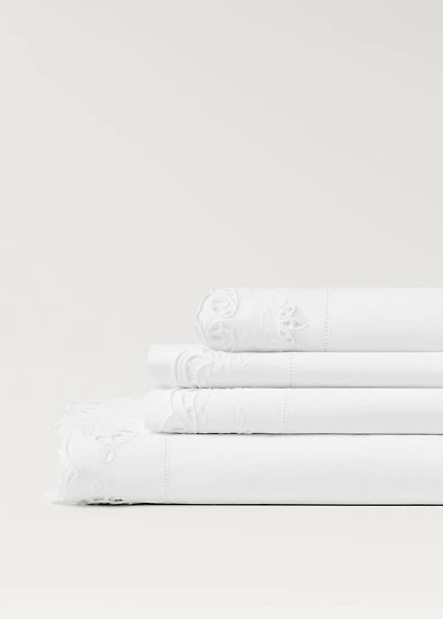 Cotton embroidered lace top sheet for 531/551 inches bed
