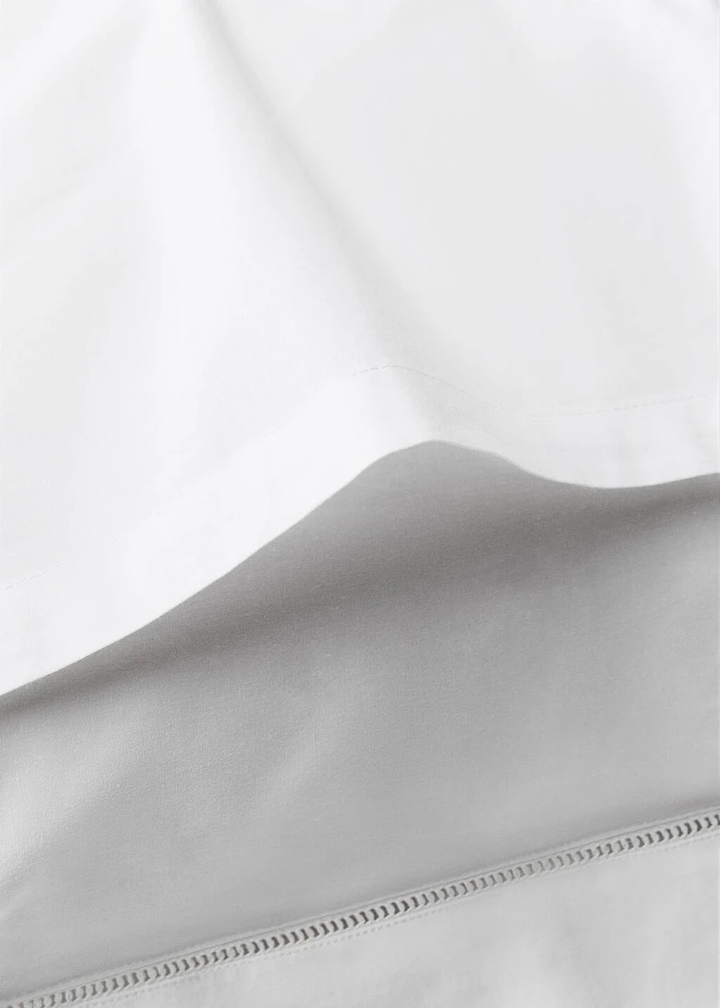 Two cotton percale pillowcases with embroidered flowers 60x60 cm