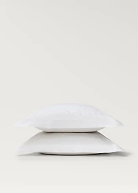Two cotton percale pillowcases with embroidered flowers 60x60 cm