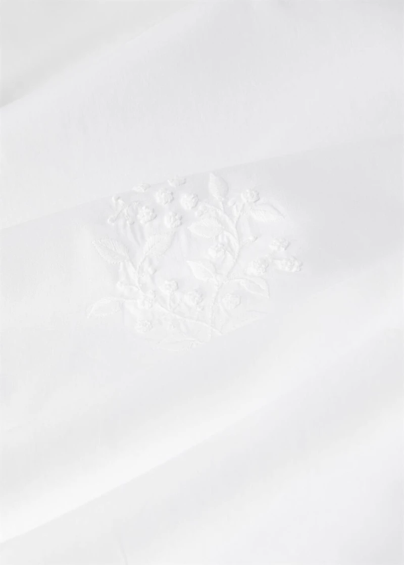 Percale cotton duvet cover with embroidered flowers for / cm bed