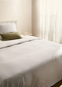 Percale cotton duvet cover with embroidered flowers for / cm bed