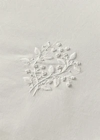 Percale cotton duvet cover with embroidered flowers for 180/200 cm bed