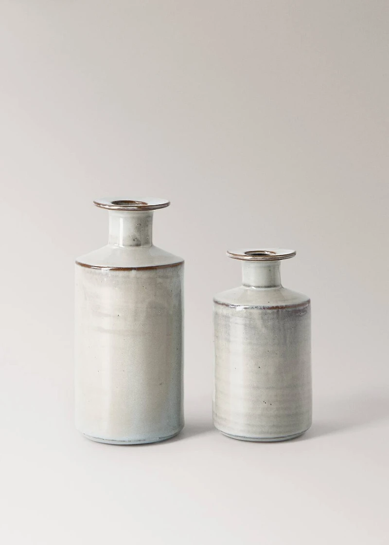 Large stoneware vase with bottle design