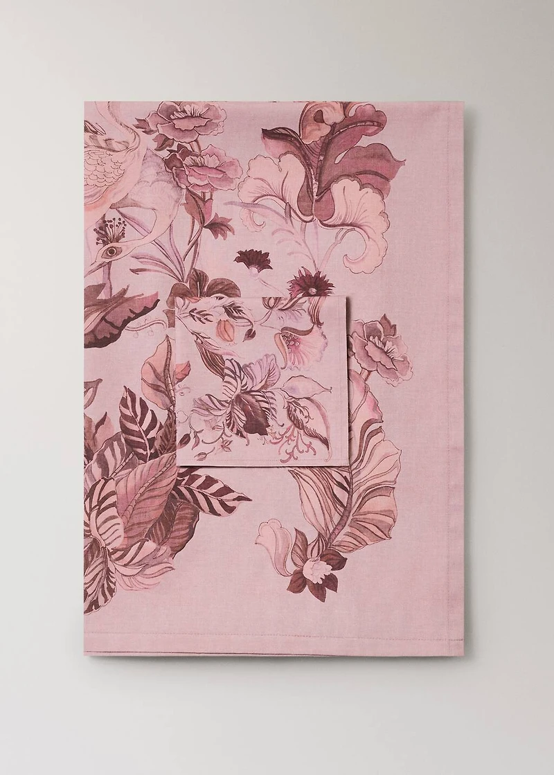 Cotton tablecloth with floral design for 2 to 4 diners
