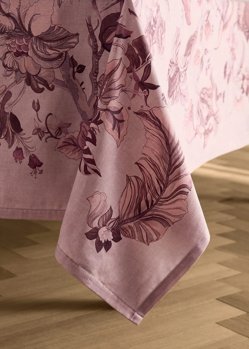 Cotton tablecloth with floral design for 2 to 4 diners