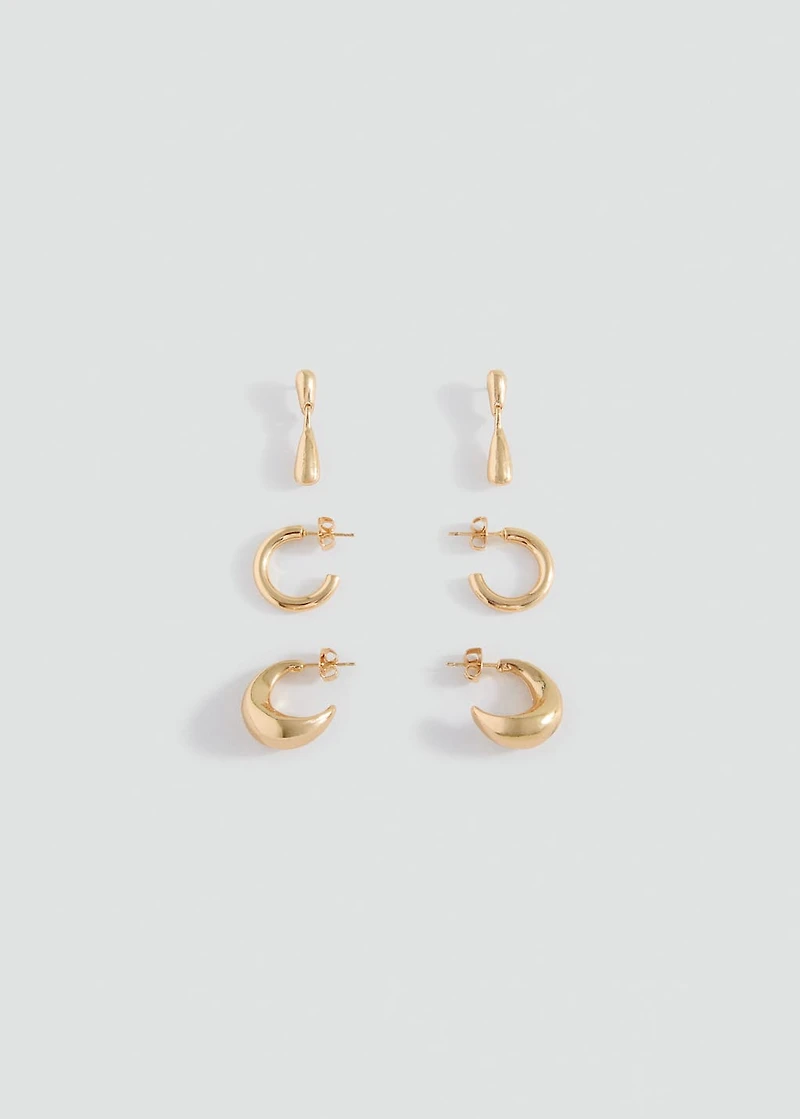 Pack of 3 combined earrings