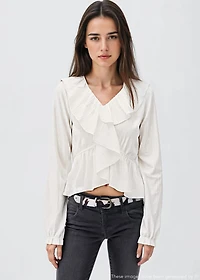 Ruffled cross blouse