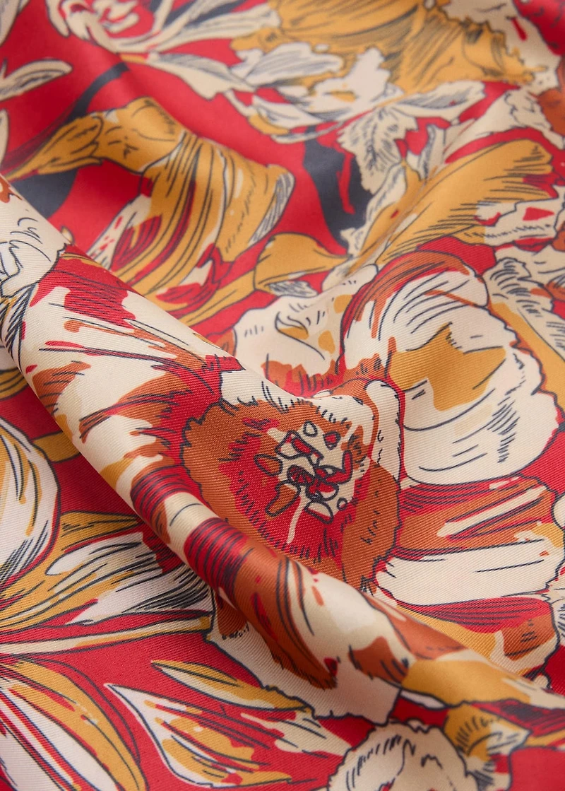 Floral satin scarf