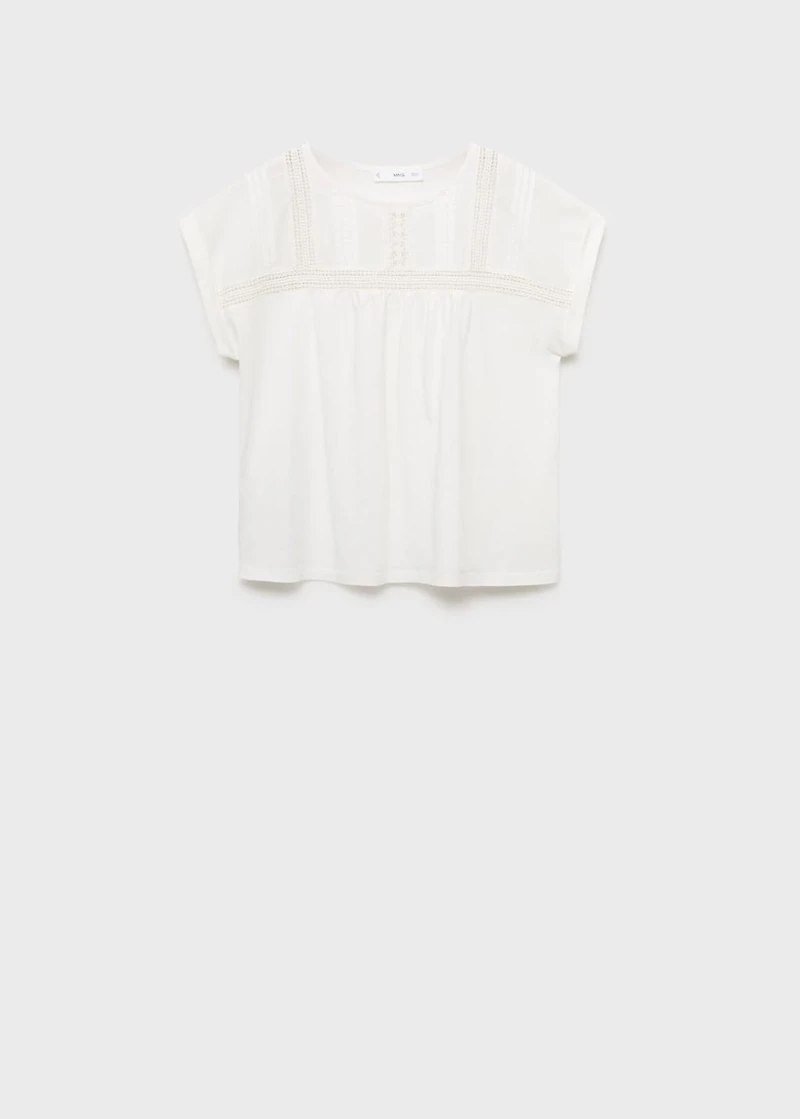 Cotton t-shirt with openwork detail