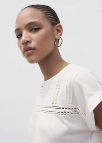 Cotton t-shirt with openwork detail