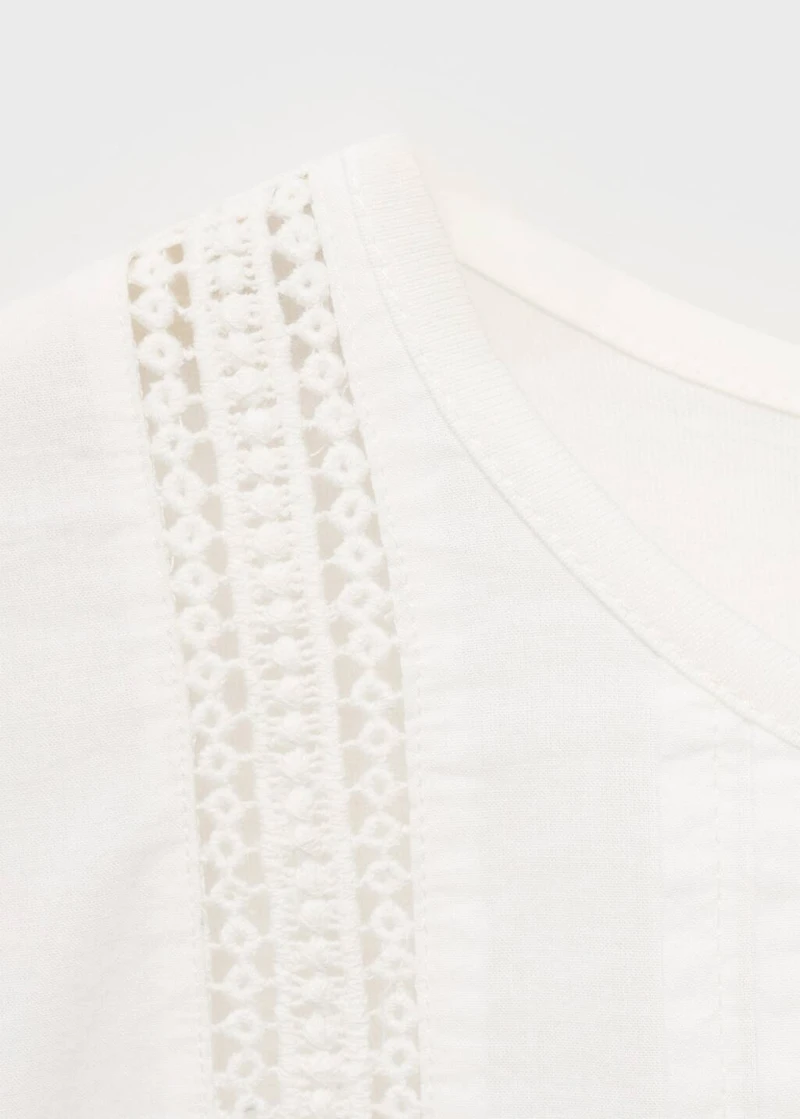 Cotton t-shirt with openwork detail