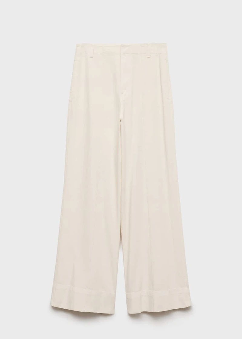 Wide leg denim pants with stitching