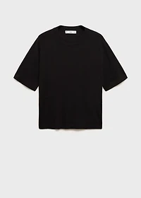 Short-sleeved fine-knit sweater