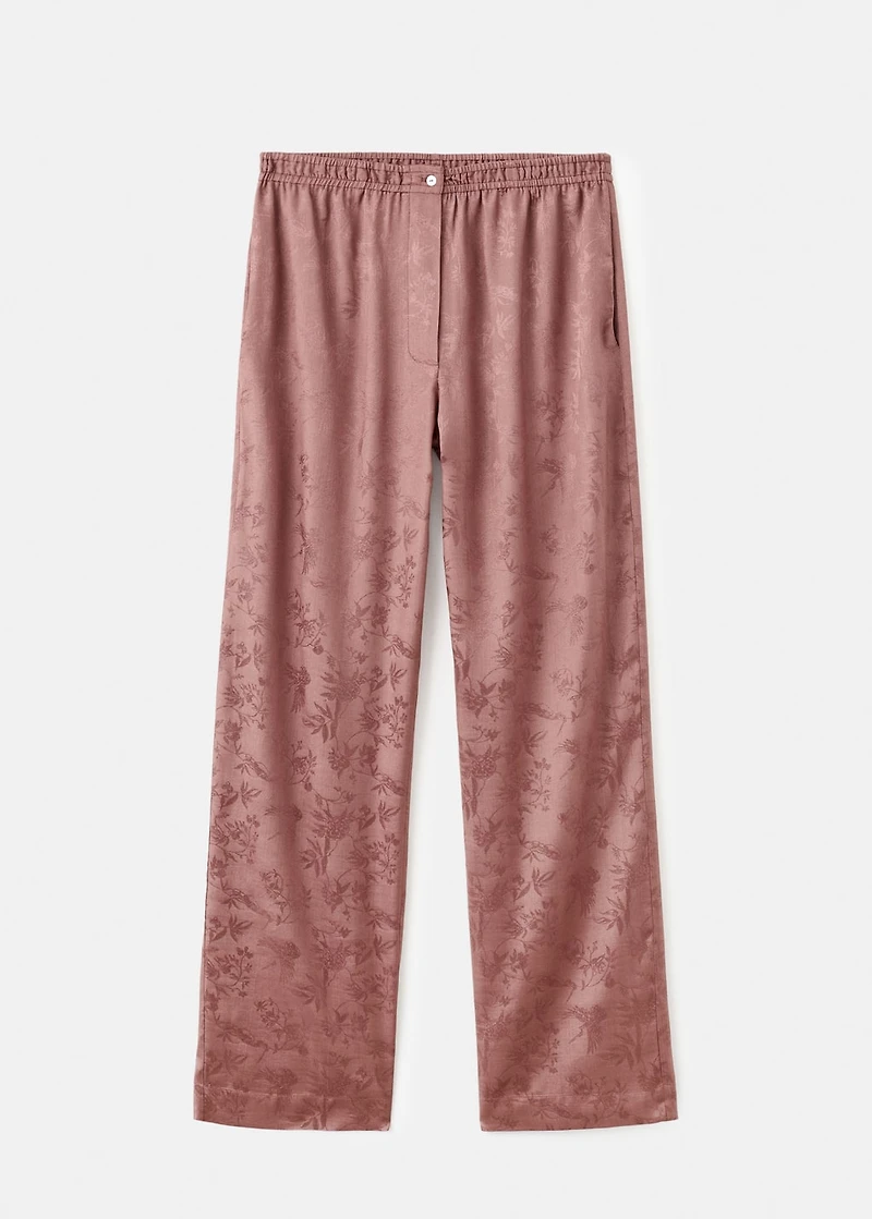 Jacquard satin pajama pants