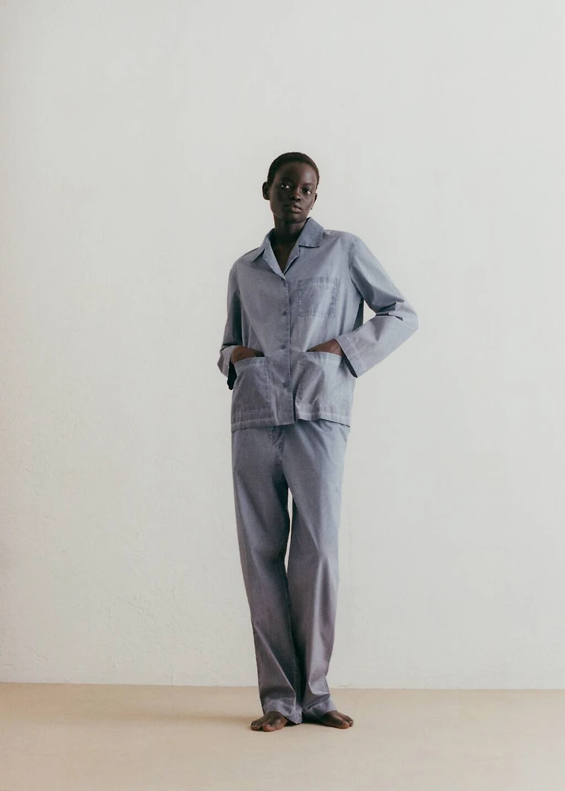 Garment-dyed cotton long pants