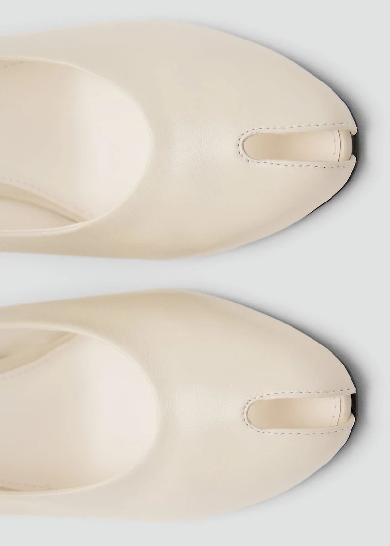 Leather peep-toe high-heeled shoes