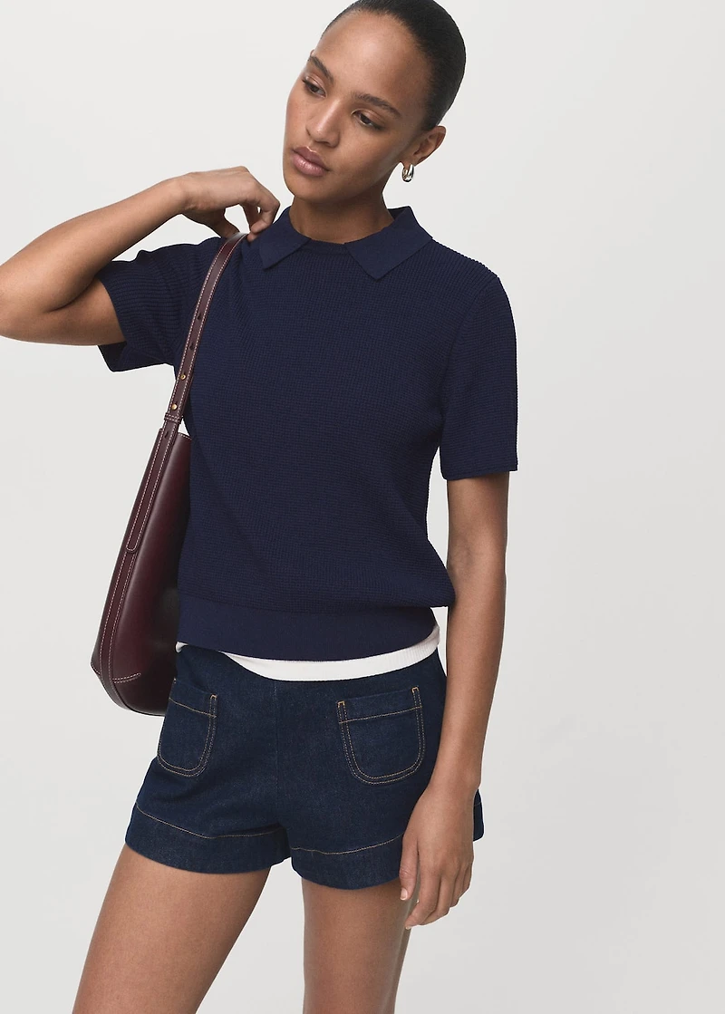 Shirt collar sweater