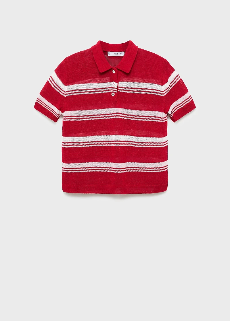 Striped polo-neck sweater