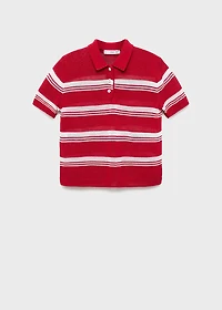 Striped polo-neck sweater