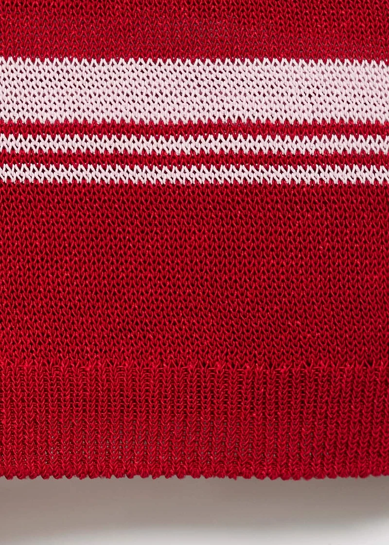 Striped polo-neck sweater