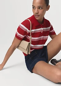 Striped polo-neck sweater