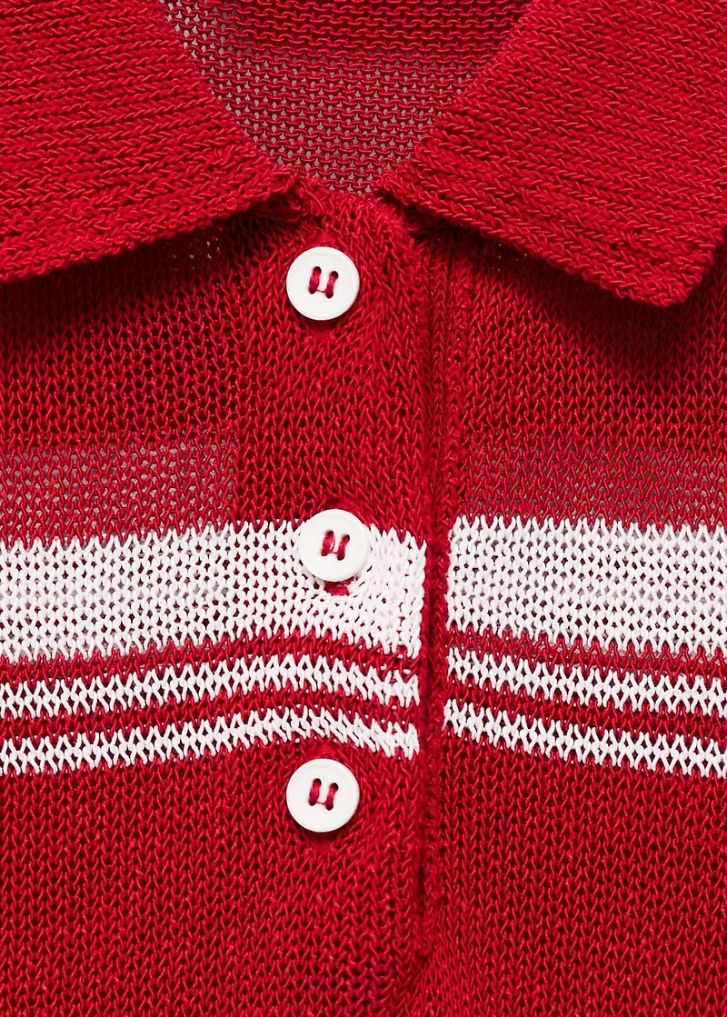 Striped polo-neck sweater